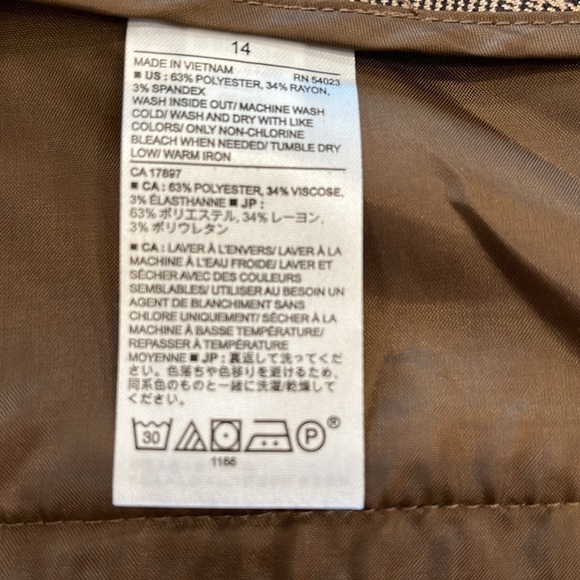 NEW Banana Republic Factory Plaid Tapered Pants‎ | Tan & Black | Size 14 - Picture 8 of 9